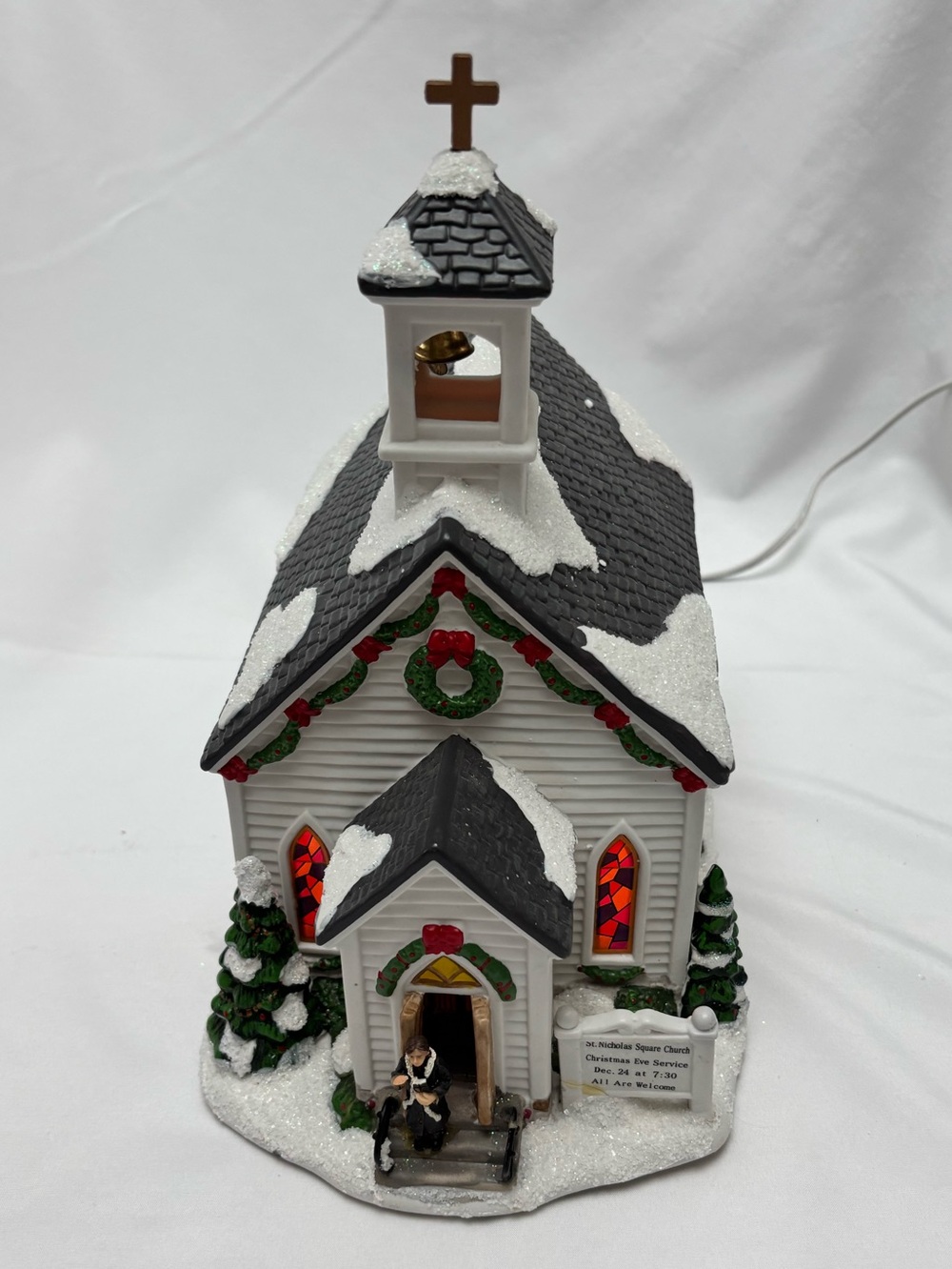St. Nicholas Square Country Church Christmas Village Lighted Holiday